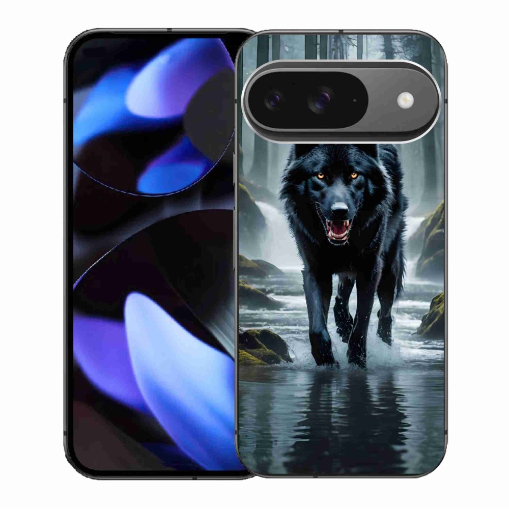 Zselés borítás mmCase a Google Pixel 9/9 Pro készülékhez - fekete farkas