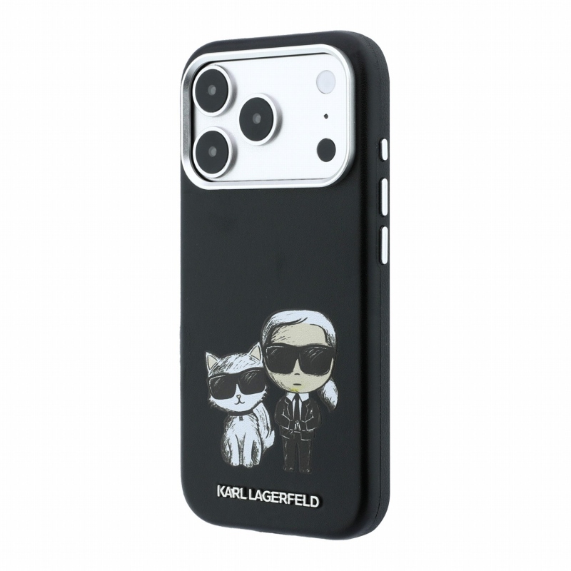 Karl Lagerfeld PU Semi Wrap Smooth Sketch Bodies Magsafe hátsó tok iPhone 18 Pro Max-hoz, fekete