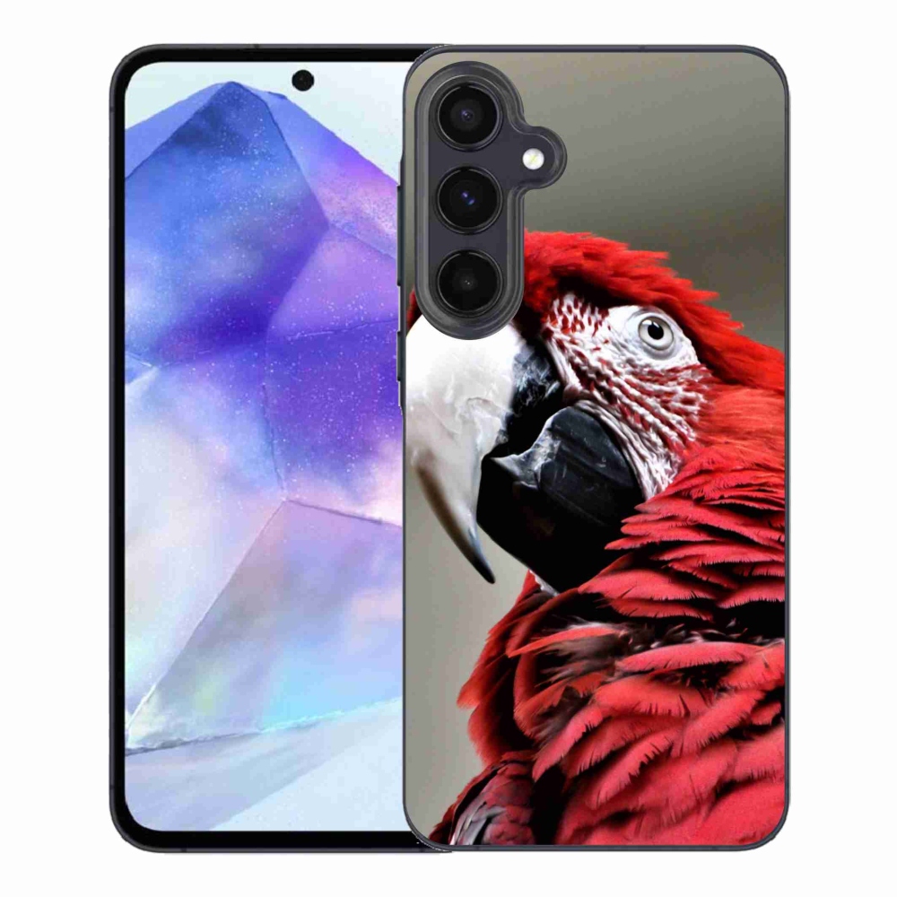 Gél tok mmCase a Samsung Galaxy A55 5G készülékhez - papagáj ara piros