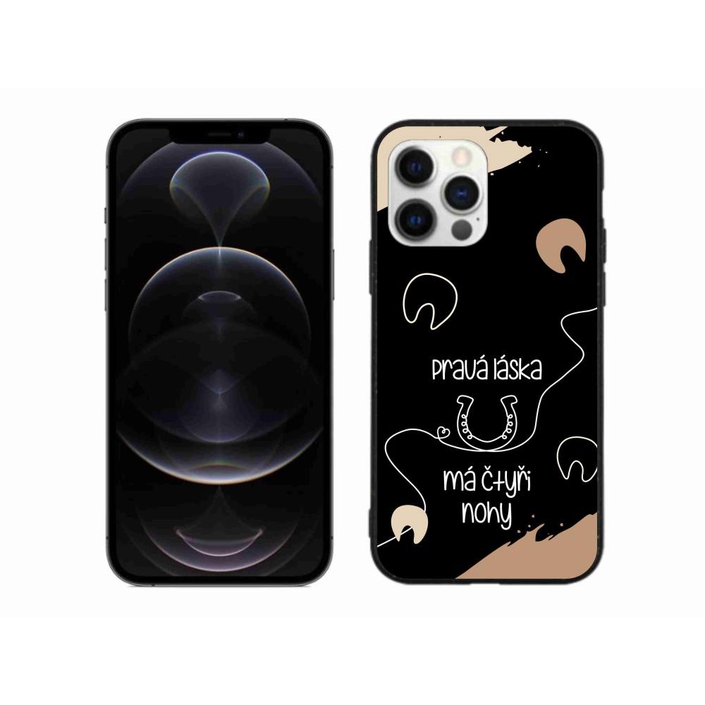 Gél borítás mmCase iPhone 12 Pro Max készülékhez - Ló motívum fekete háttér