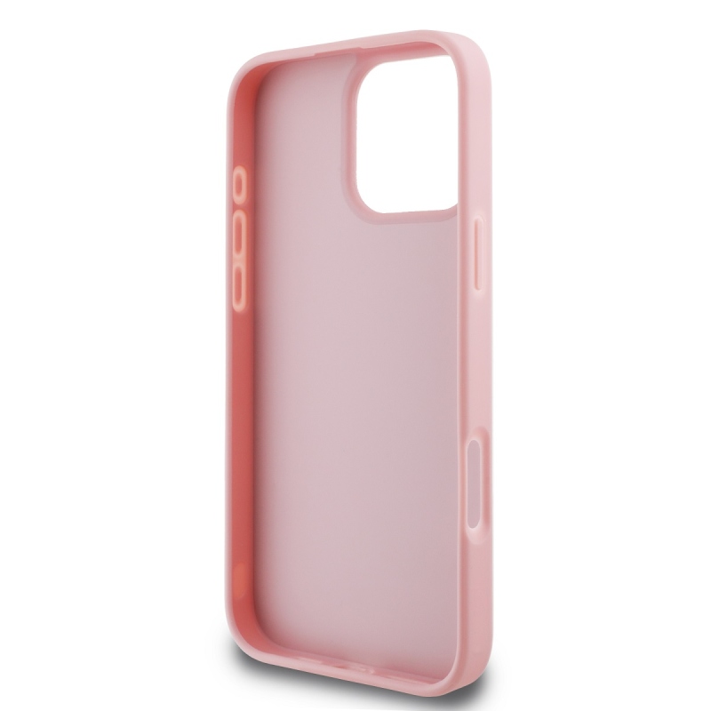 Guess PU Fixed Glitter 4G fém logó hátlap iPhone 16 Pro Max rózsaszínhez