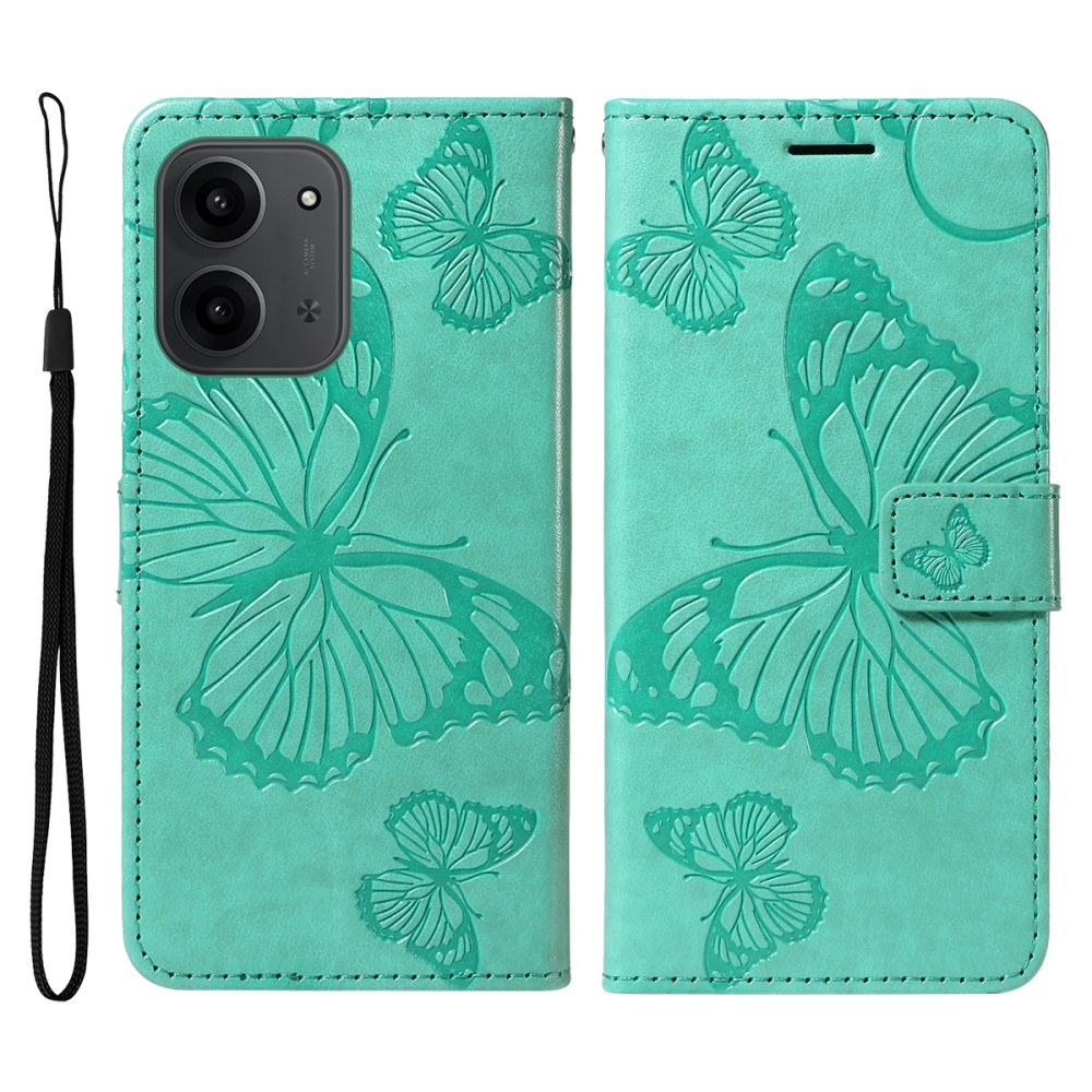 Nagy pillangó könyv tok Xiaomi Redmi 15C 4G/5G (173mm) - teáskék színben