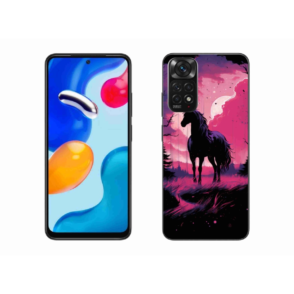 Gél borítás mmCase a Xiaomi Redmi Note 11S 4G-hez - fekete rajzfilm ló 1