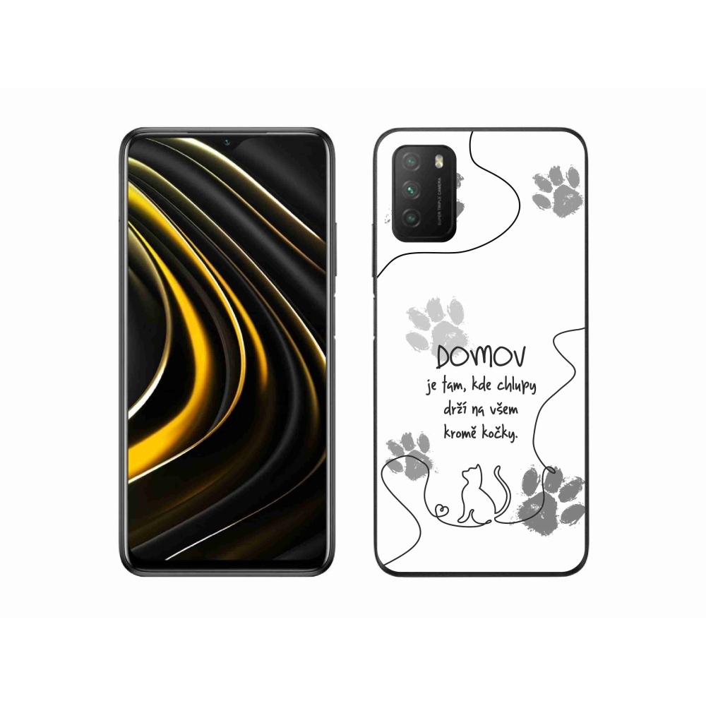 Gél borító mmCase a Xiaomi Poco M3-hoz - macska motívum fehér háttérrel