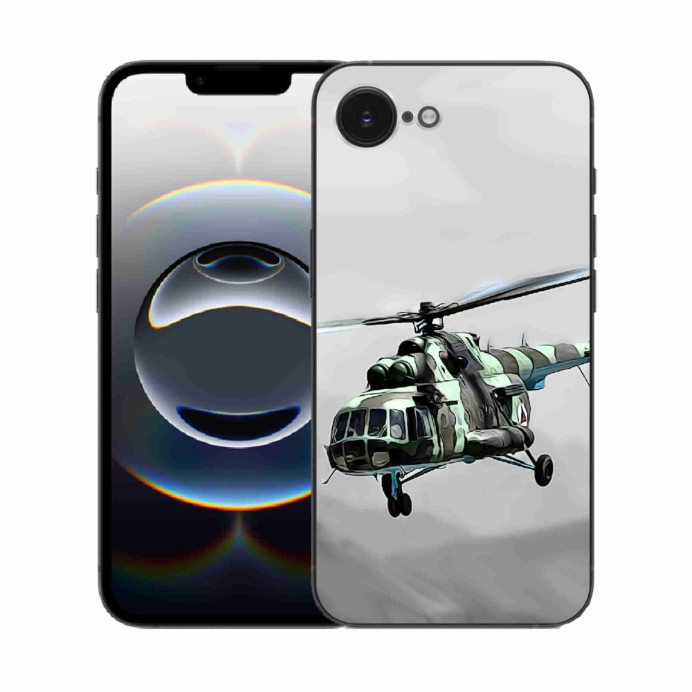 Zselés borítás mmCase iPhone 16e készülékhez - katonai helikopter