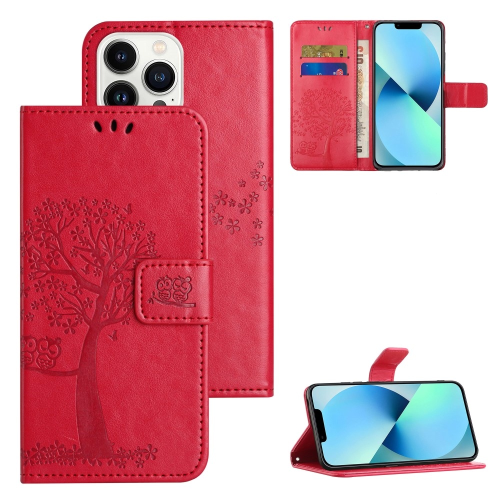 Fa könyv tok iPhone 15 Pro Max készülékhez - piros