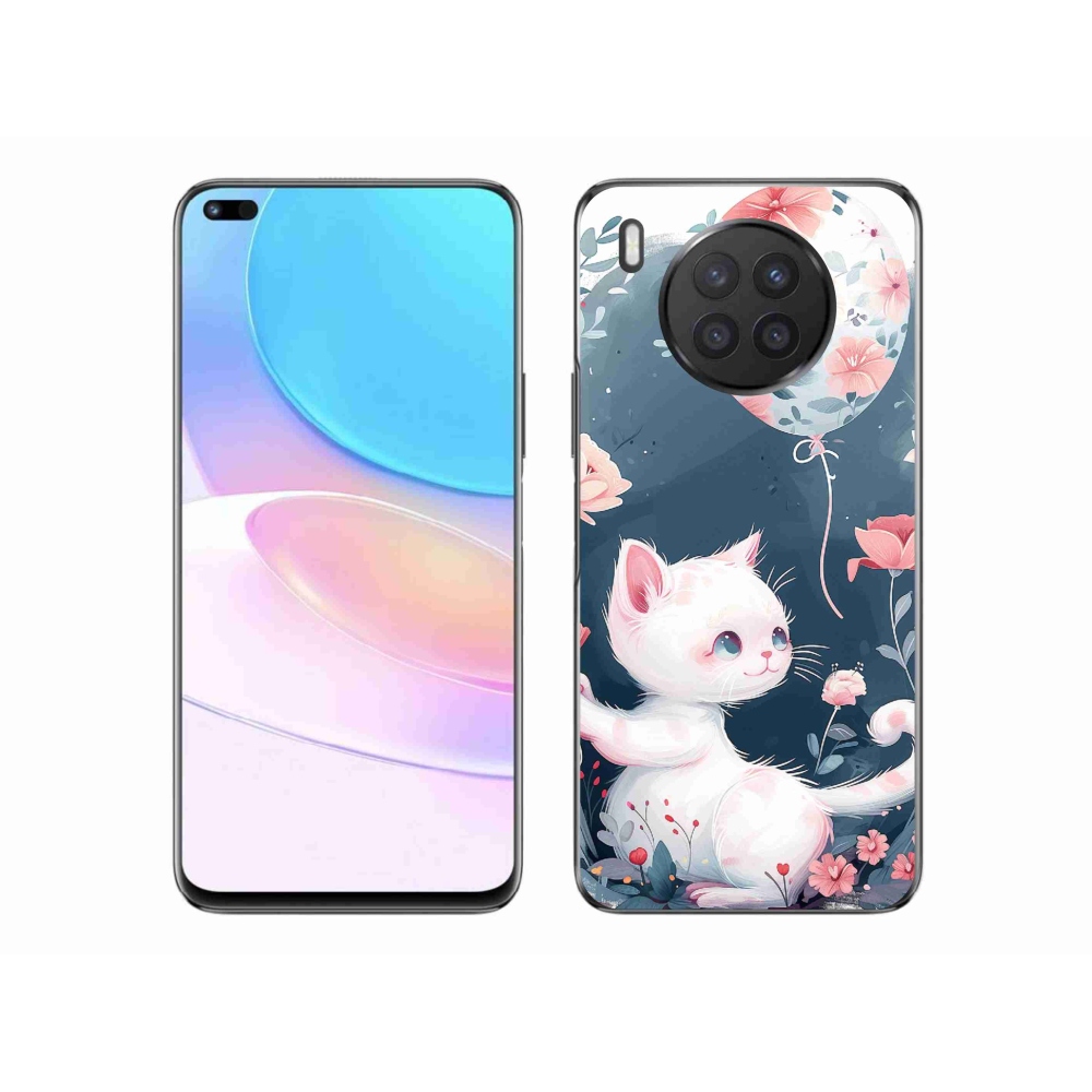 Gél borítás mmCase a Huawei Nova 8i számára - cica lufival