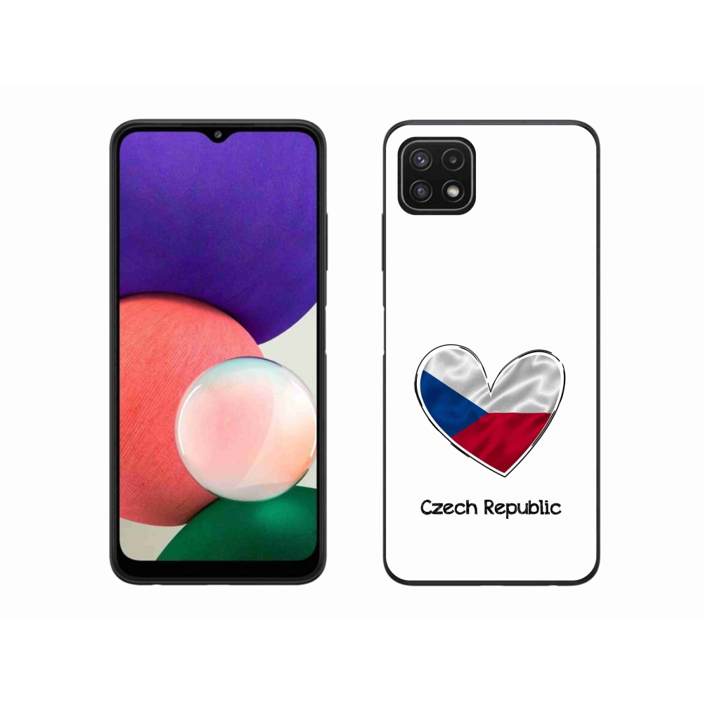 Gél védőhuzat mmCase Samsung Galaxy A22 5G - zászlós szív fehér háttérrel