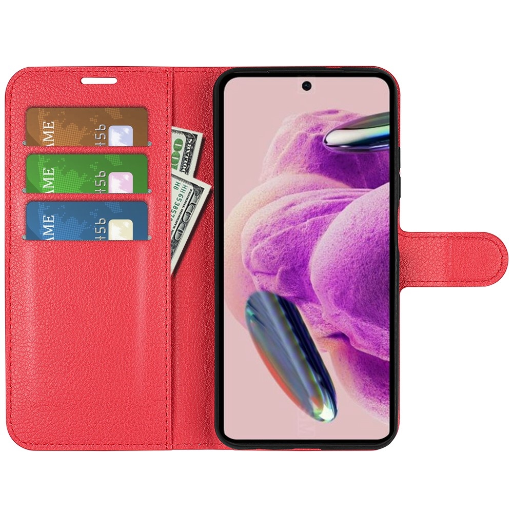 Litchi könyv tok Xiaomi Redmi Note 12S-hez - piros