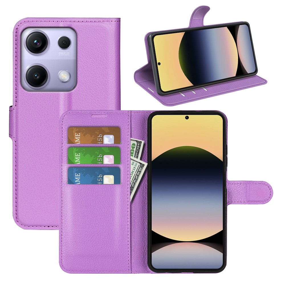 Litchi könyv tok Xiaomi Redmi Note 14S-hez - lila