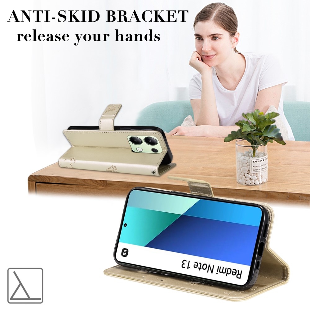 Fák könyv tok Xiaomi Redmi Note 13-hoz - arany színben