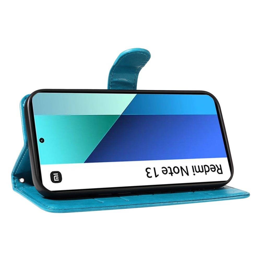 Virágos könyv tok Xiaomi Redmi Note 13-hoz - kék