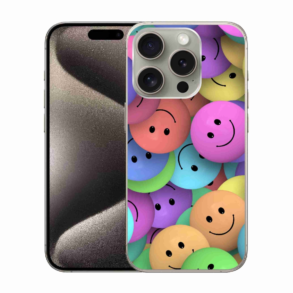 Zselés borítás mmCase iPhone 15 Pro készülékhez - színes smiley-k