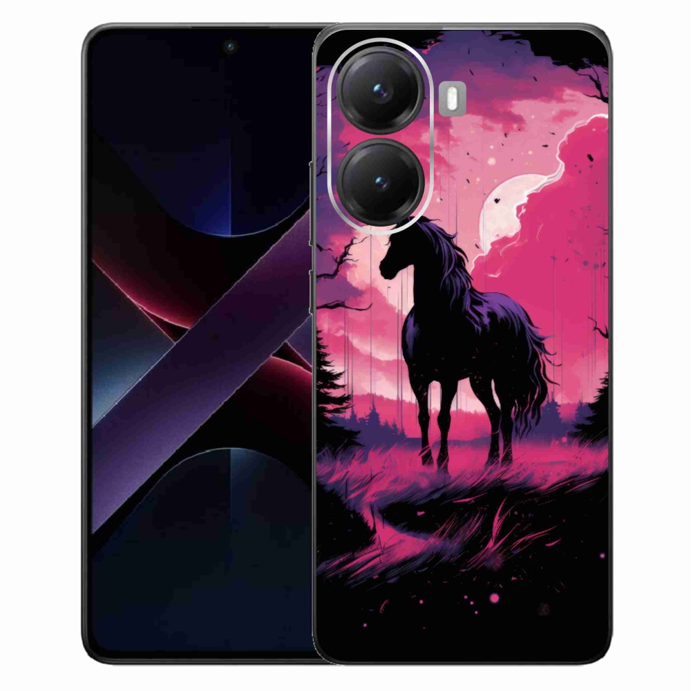 Gél borítás mmCase a Xiaomi Poco X7 Pro 5G számára - fekete rajzfilm ló 1