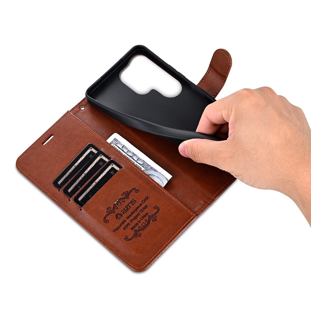 AZNS könyvtáska Samsung Galaxy S25 Ultra készülékhez - barna