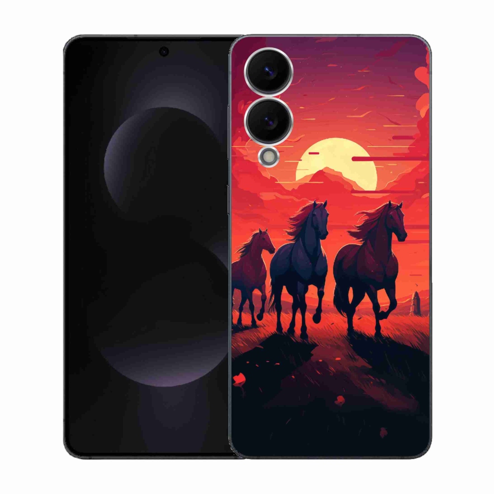 Gél borítás mmCase Samsung Galaxy S25 Edge - lovak és naplemente