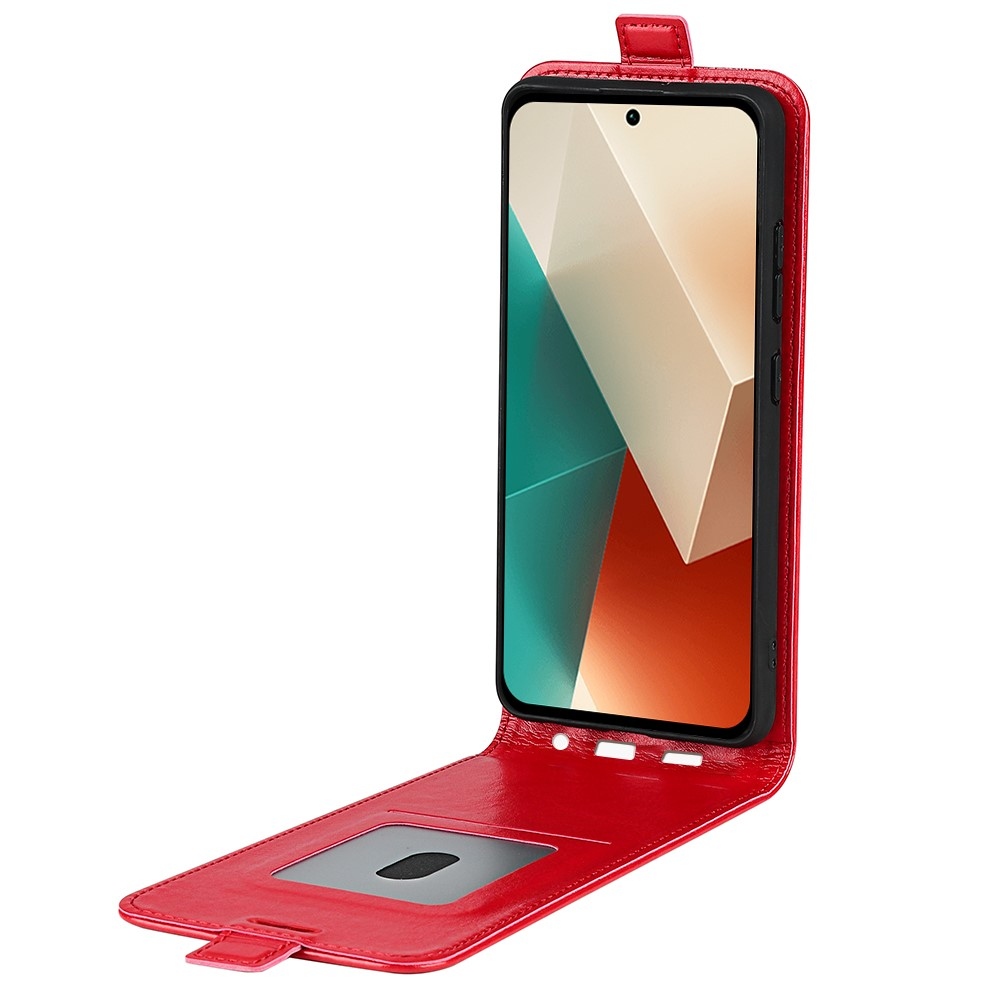 Függőleges flip tok Xiaomi Redmi Note 13 5G-hez - piros