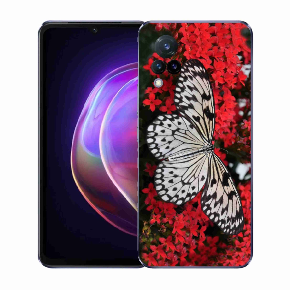 Gél borító mmCase a Vivo V21 4G/5G - fekete-fehér pillangó 1