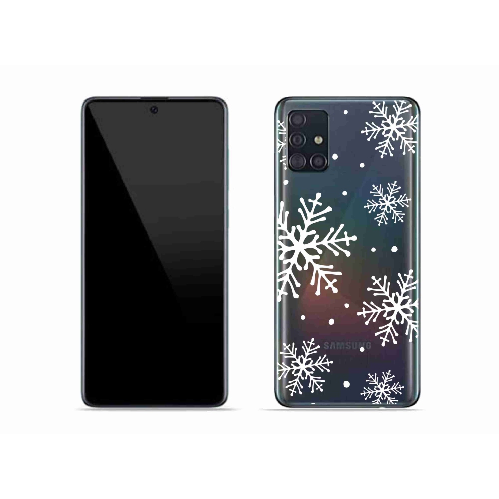 Zselés borítás mmCase Samsung Galaxy A51 készülékhez - fehér pelyhek átlátszó háttéren
