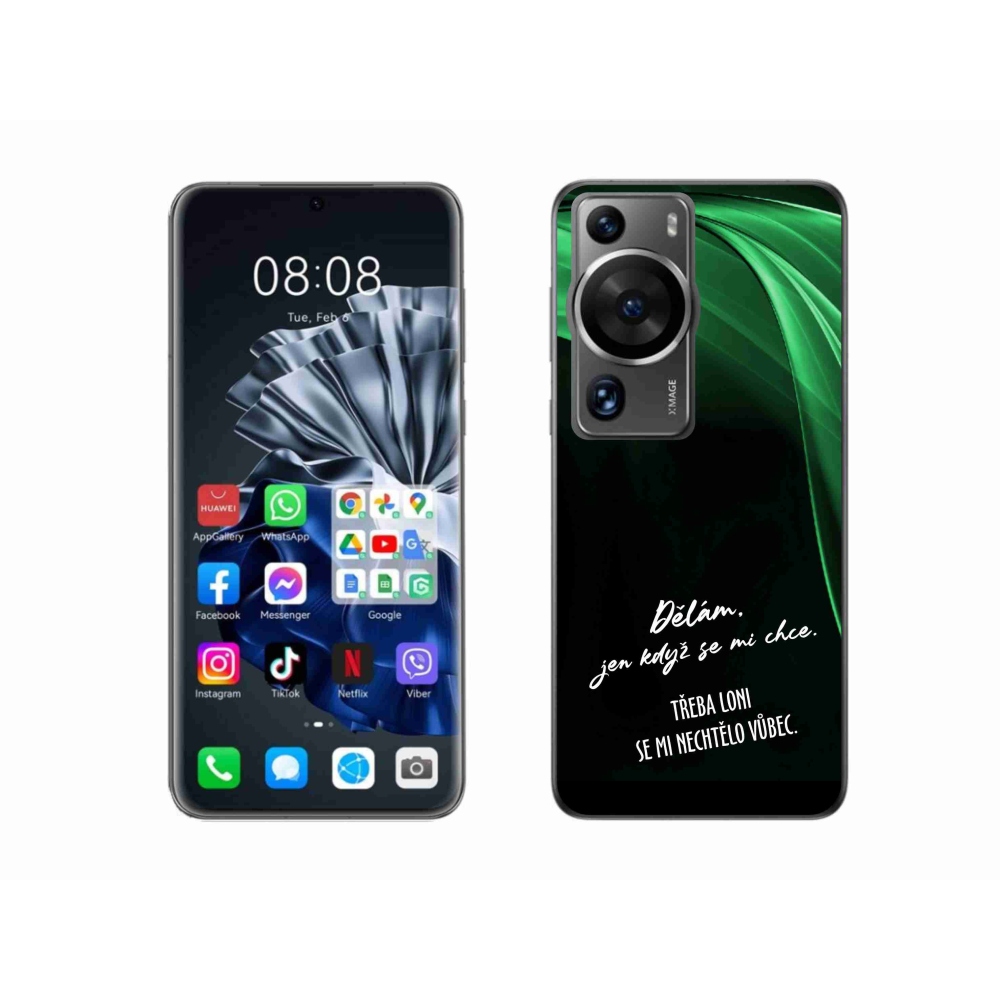 Gél borító mmCase a Huawei P60 Pro készülékhez - vicces szöveg 12 fekete háttér