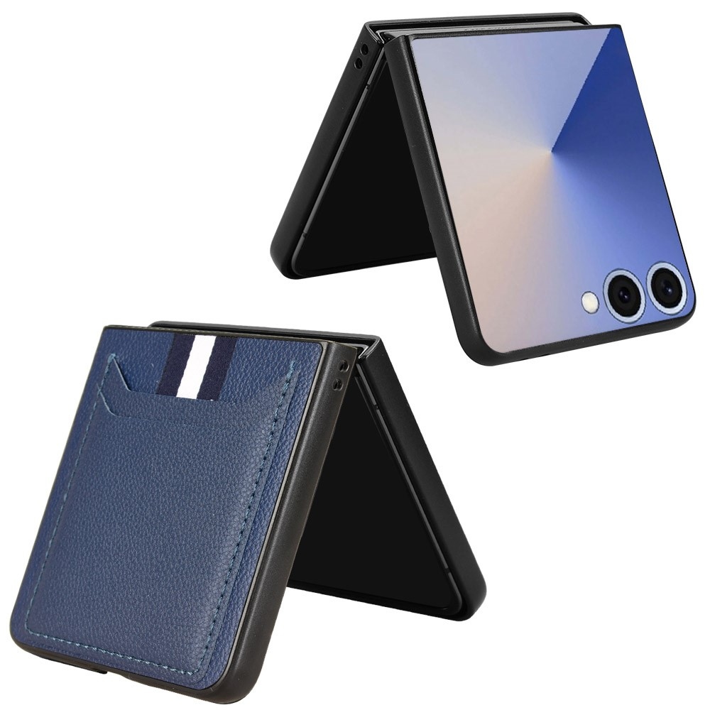 Kombinált műanyag borítás műbőrrel Samsung Galaxy Z Flip7 5G - kék