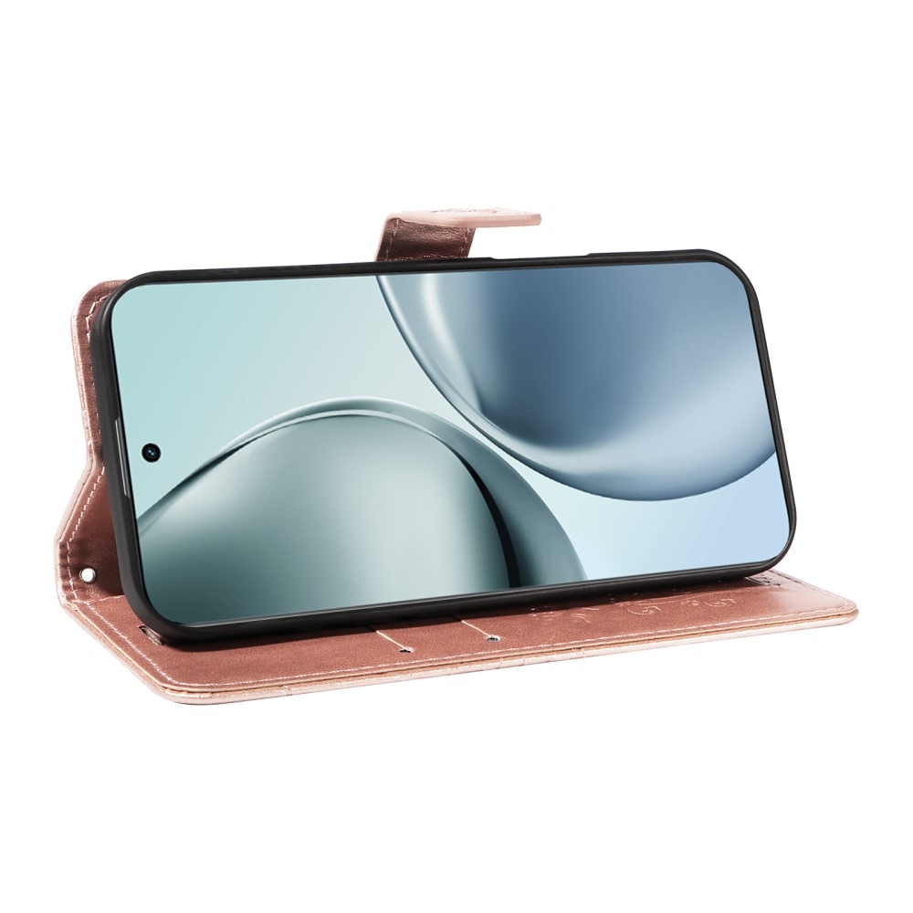 Nagy pillangó könyvtáska a Realme 14 Pro+ 5G számára - rózsaarany színben