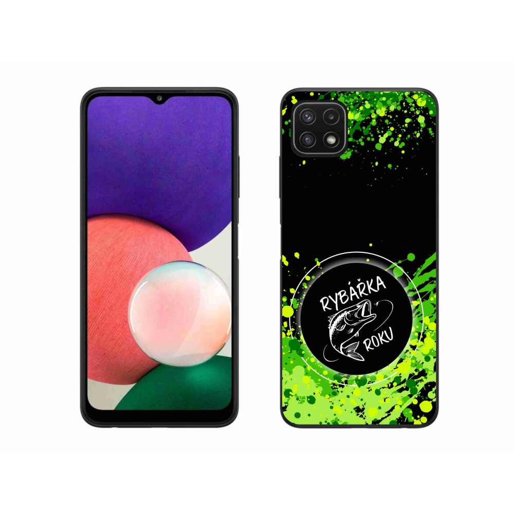 Zselés borító mmCase Samsung Galaxy A22 5G - Az év horgásza fekete háttérrel