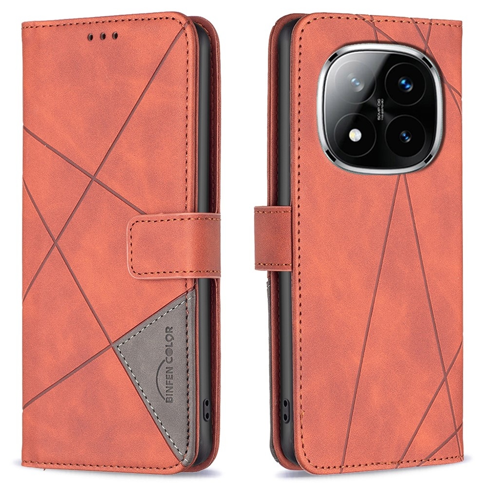 BNF háromszög alakú könyv tok Xiaomi Redmi Note 14 Pro - barna