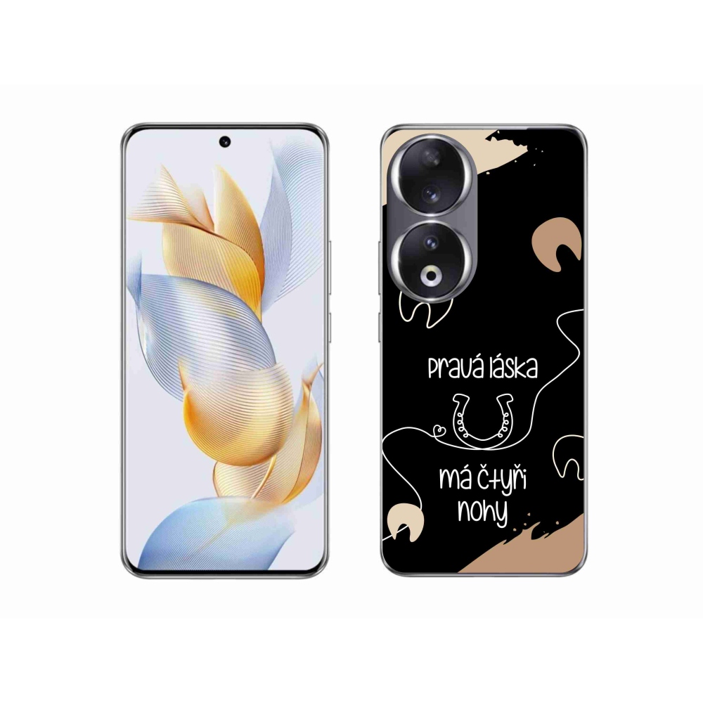 Zselés borító mmCase a Honor 90 készülékhez - ló motívum fekete háttérrel