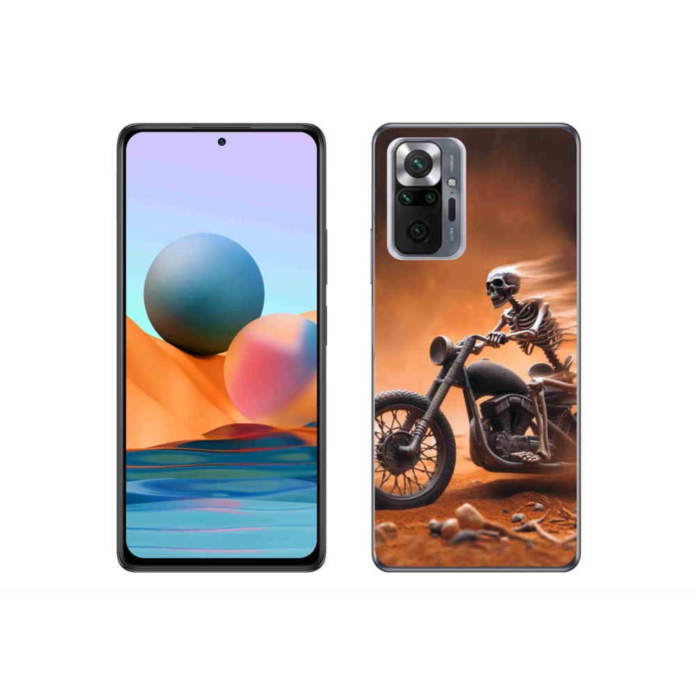 Gél borítás mmCase a Xiaomi Redmi Note 10 Pro számára - csontváz egy motorkerékpáron