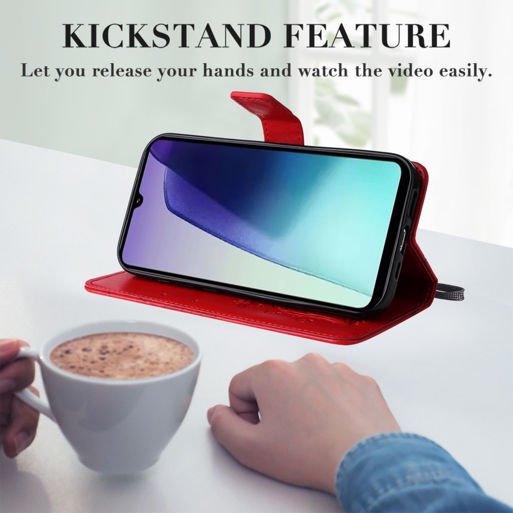 Nagy pillangó könyv tok a Xiaomi Redmi 14C/Poco C75-hez - piros