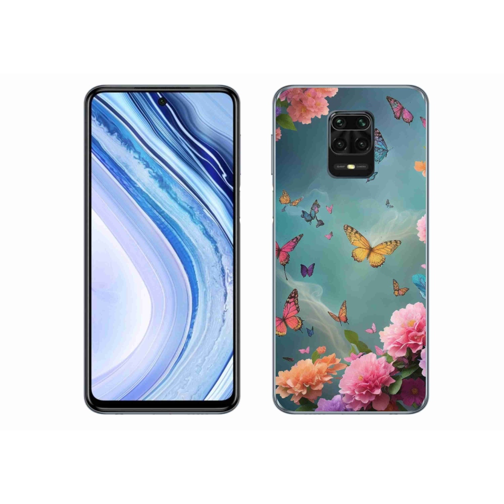 Gél borítás mmCase a Xiaomi Redmi Note 9 Pro számára - színes virágok és pillangók