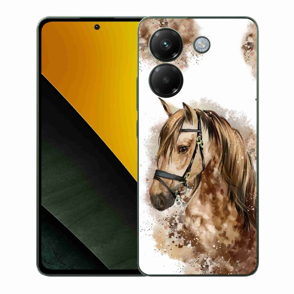 Gél borítás mmCase a Xiaomi Poco M7 Pro 5G számára - barna rajzfilm ló