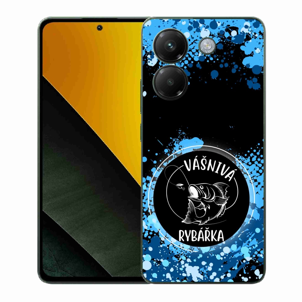 Gél borító mmCase a Xiaomi Poco M7 Pro 5G számára - szenvedélyes halász fekete háttérrel