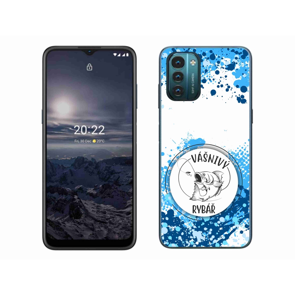 Zselés borítás mmCase a Nokia G11/G21 készülékhez - szenvedélyes halász fehér háttérrel