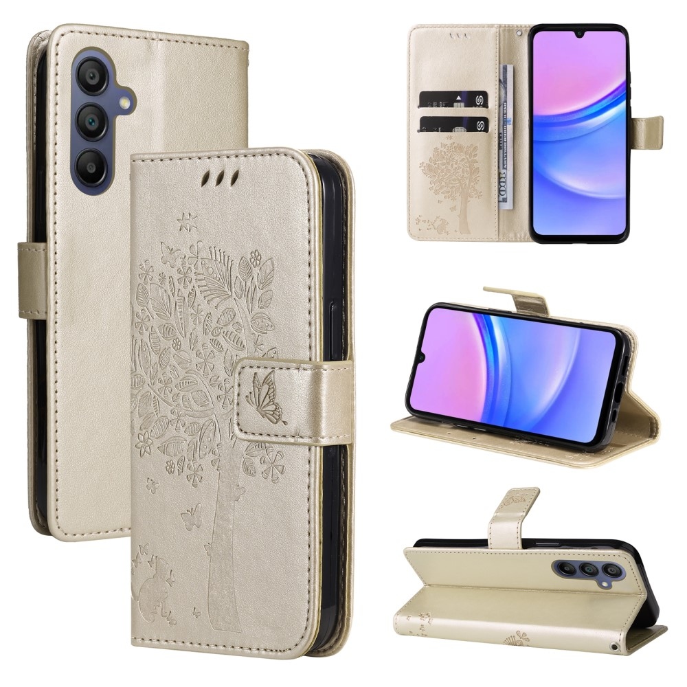 Fák könyv tok Samsung Galaxy A16 4G/5G/A26 5G - arany színű