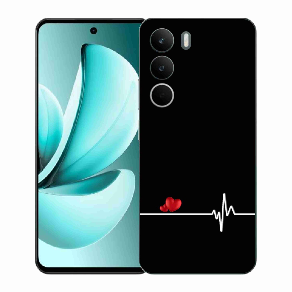 Gél borító mmCase a Realme C71 készülékhez - szív és szívverés fekete háttérrel