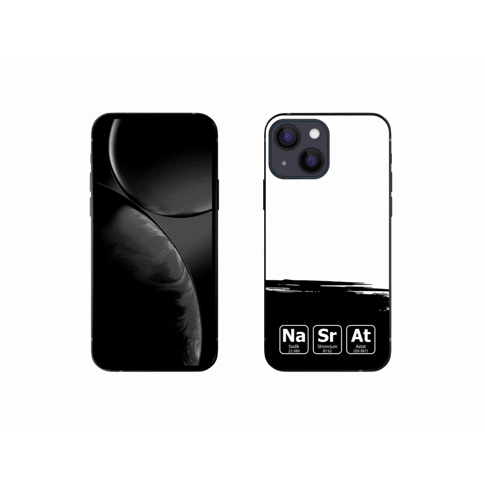 Gél borítás mmCase iPhone 13 mini 5.4 - kémiai elemek fekete és fehér háttérrel