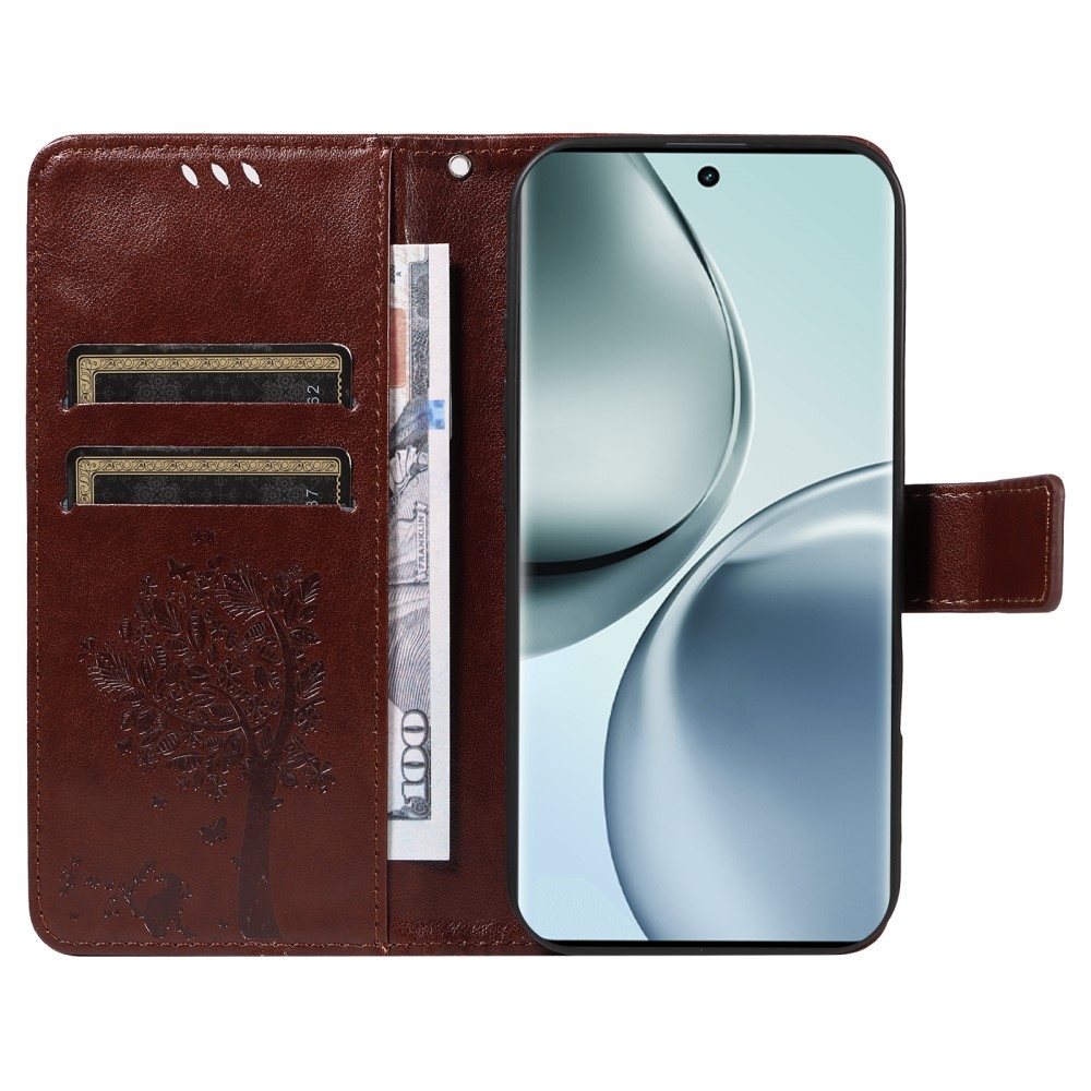 Fák könyvtáska a Realme 14 Pro 5G-hez - barna színben