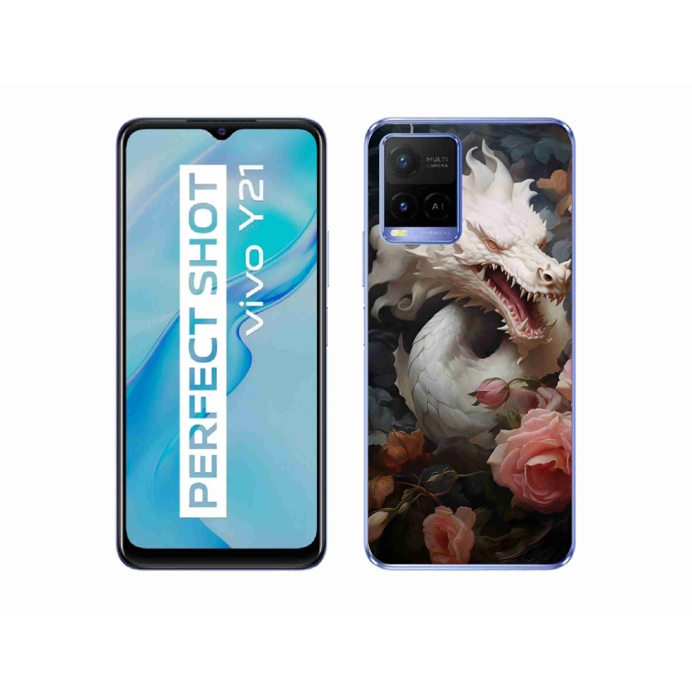 Zselés borítás mmCase a Vivo Y21/Y21s/Y33s modellhez - fehér sárkány