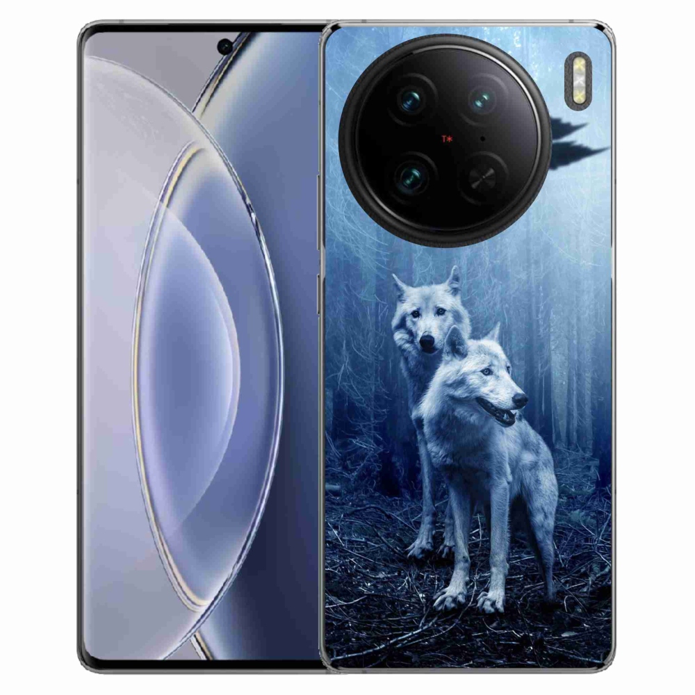 Zselés borítás mmCase a Vivo X90 Pro számára - farkasok az erdőben