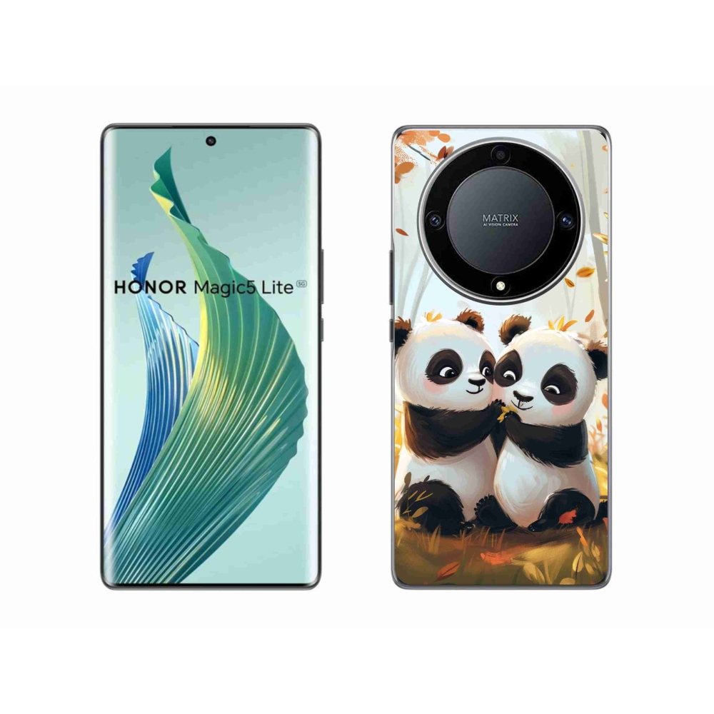 Zselés borítás mmCase a Honor Magic 5 Lite 5G számára - pandák