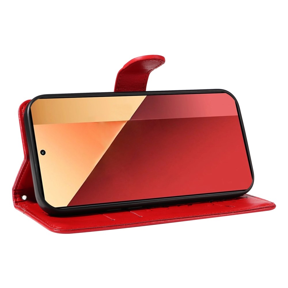 Virágok könyv tok Xiaomi Redmi Note 13 Pro 4G/Poco M6 Pro - piros