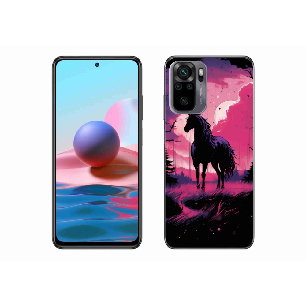 Gél borítás mmCase a Xiaomi Poco M5s készülékhez - fekete rajzfilm ló 1