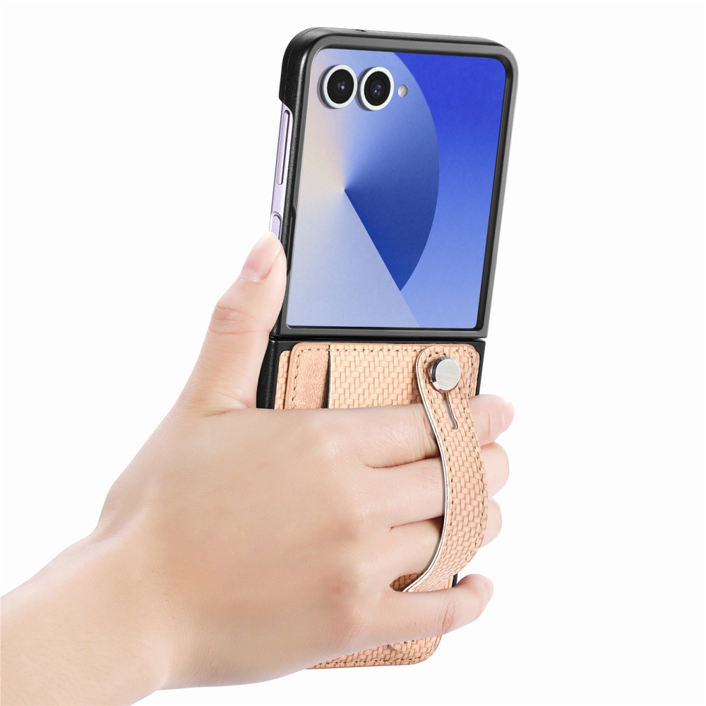 Műanyag borítás műbőrrel a Samsung Galaxy Z Flip7 5G készülékre - khaki színű