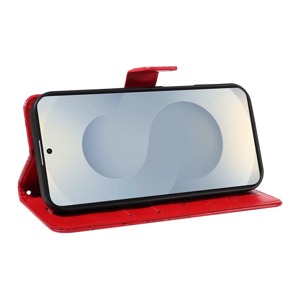 Nagy pillangó könyv tok Samsung Galaxy S25 Edge készülékhez - piros