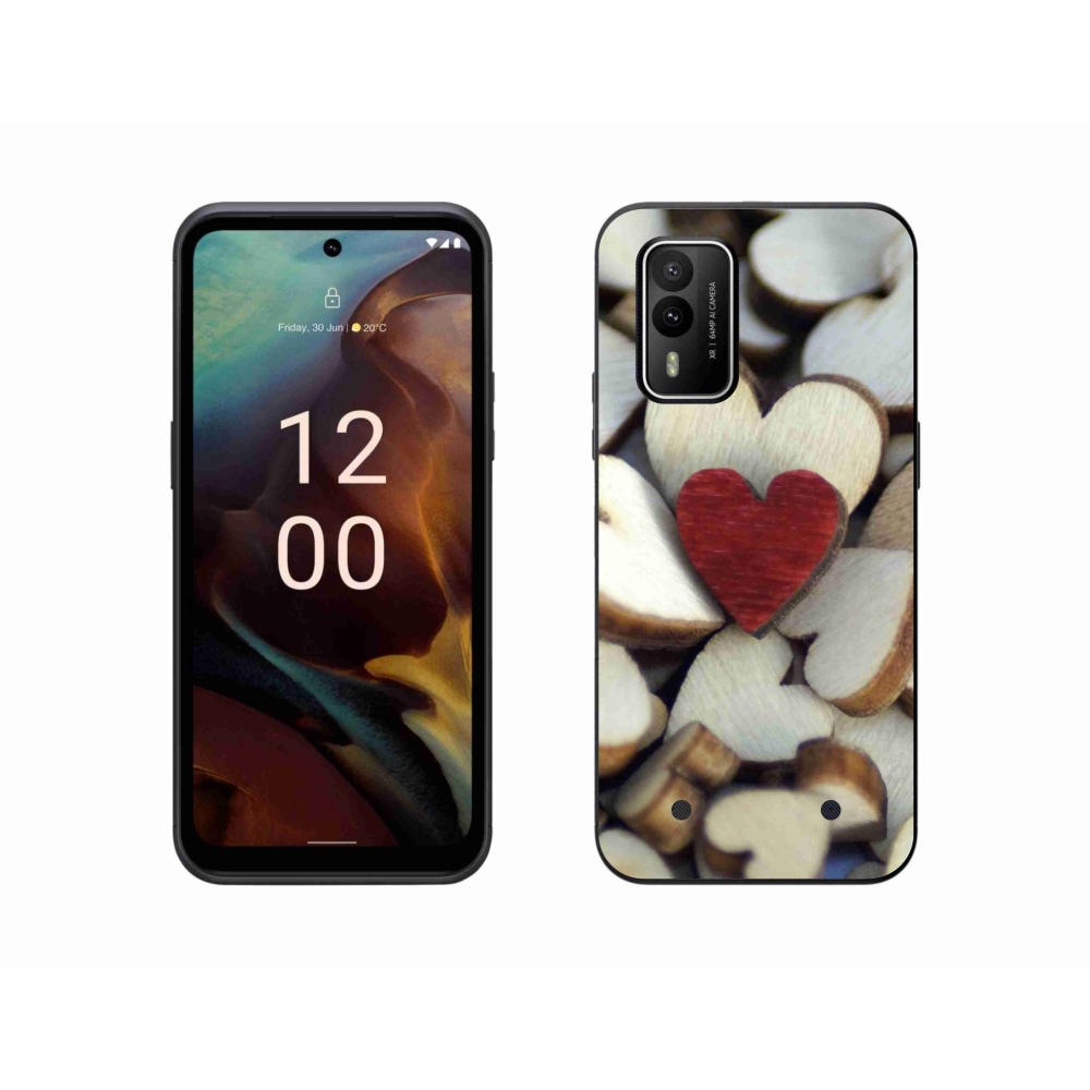 Zselés borítás mmCase a Nokia XR21 készülékhez - gravírozott piros szív