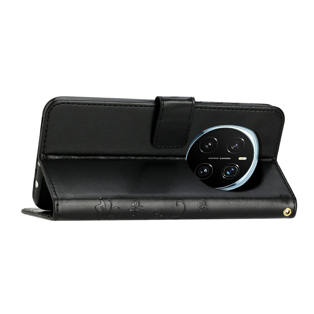 Virágok könyv tok a Honor Magic 7 Pro 5G számára - fekete