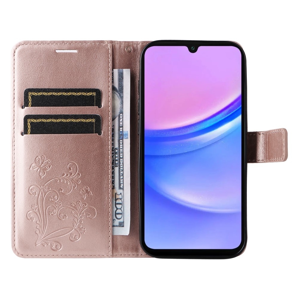 Nagy pillangó könyv tok Samsung Galaxy A16 4G/5G/A26 5G - rózsa arany