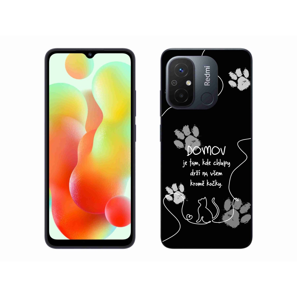 Gél borító mmCase a Xiaomi Redmi 12C-hez - macska motívum fekete háttérrel